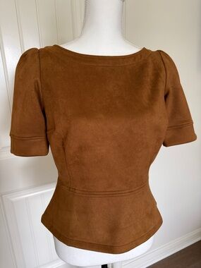 New! Ann Taylor Rust Brown Short Sleeve Peplum Blouse